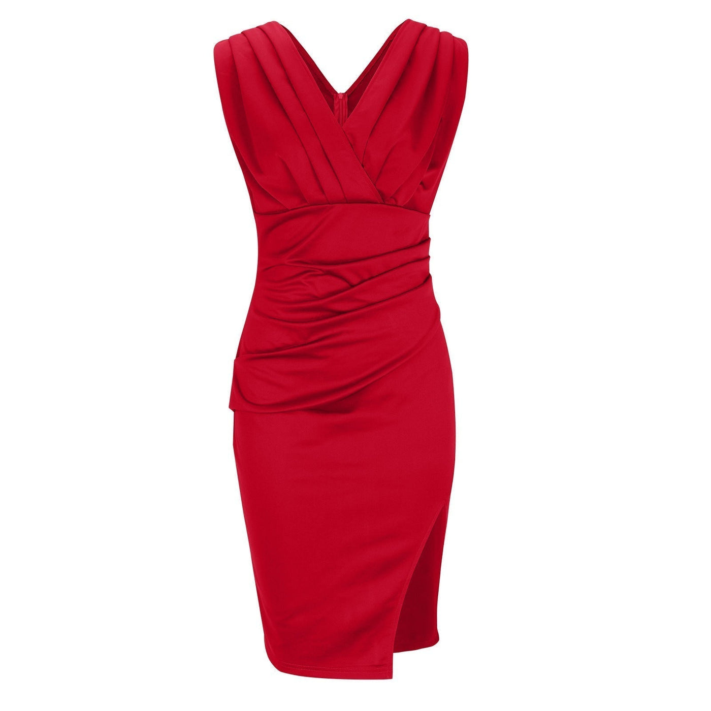 Florine | Tailliertes Kleid mit V-Ausschnitt und Schlitz