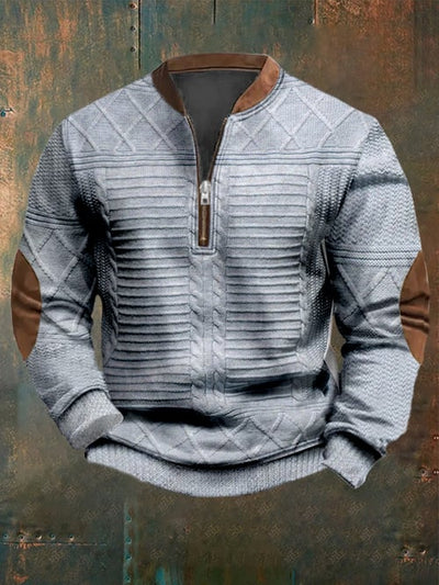 Vintage-Jacquard-Zipper-Pullover