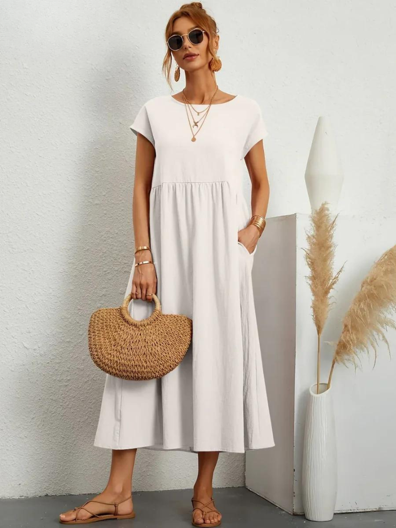 Ruby™ | Elegantes Essentials-Kleid aus Baumwolle und Leinen