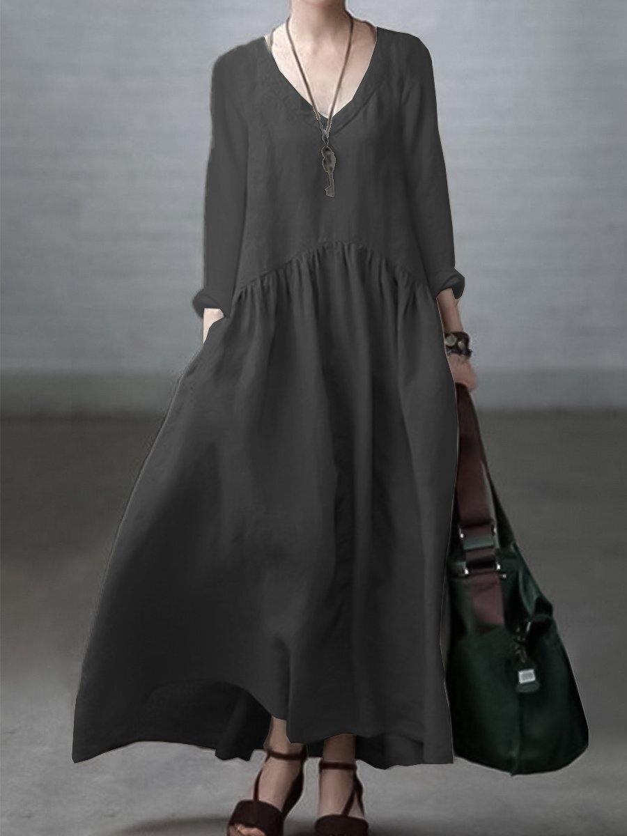 Lockeres Kleid aus Baumwolle und Leinen