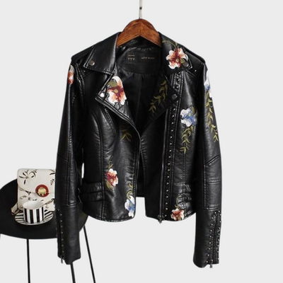 Hayden Ella | Gestickte Lederjacke mit Stil