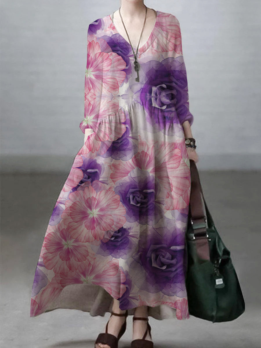 Lockeres Kleid aus Baumwolle und Leinen