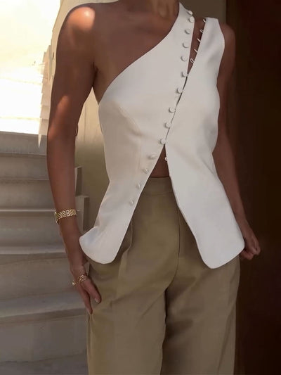 Elegante weiße Bluse ohne Rücken