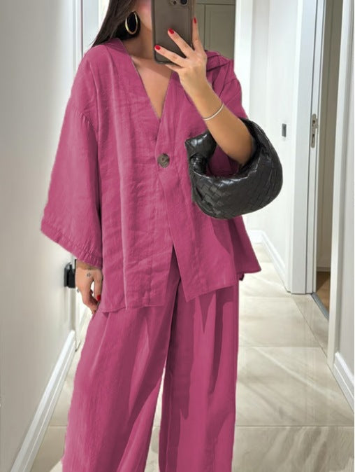 Lässiges Set aus Bluse und Hose