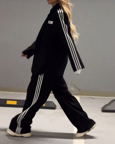 Schwarze Jacke und lässige Hose