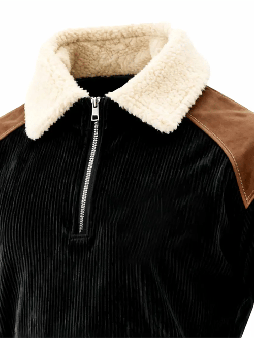 Retro-Sweater mit Wildlederdetails