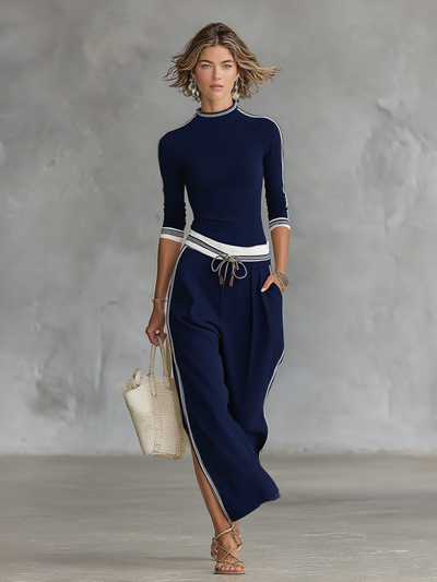 Damen-Sport-T-Shirt mit halbhohem Kragen und langen Ärmeln