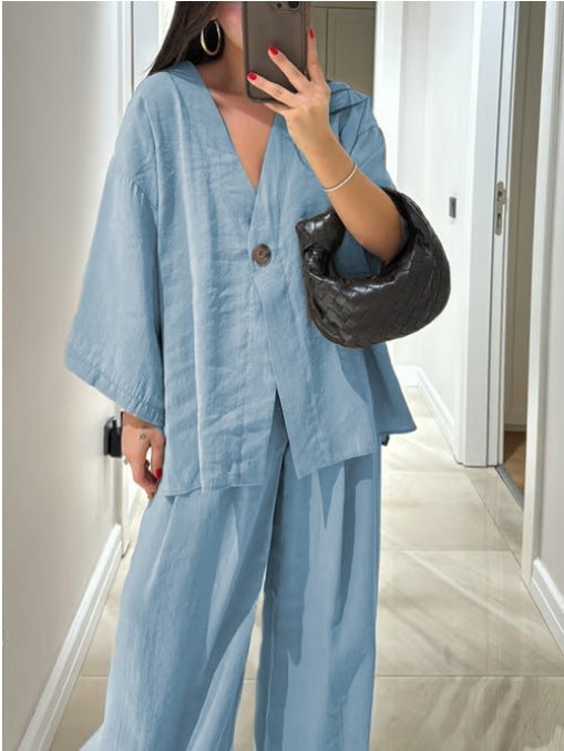 Lässiges Set aus Bluse und Hose