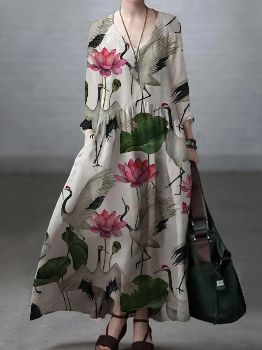 Lockeres Kleid aus Baumwolle und Leinen