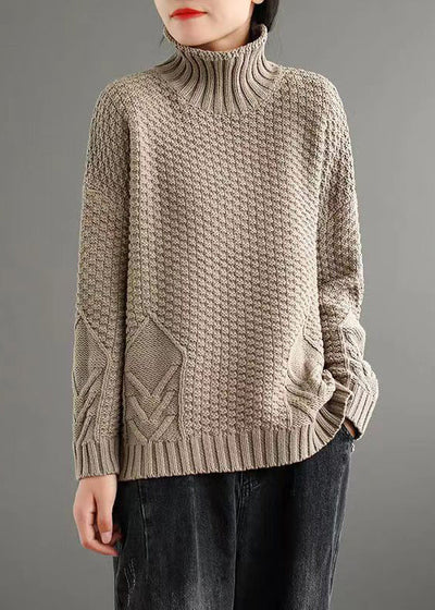 Hochkragen-Patchwork-Pullover Herbst
