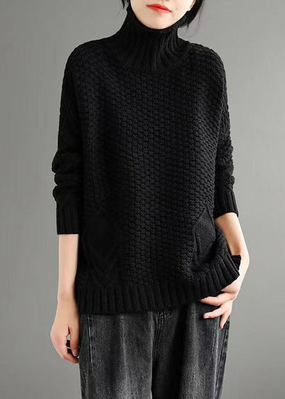 Hochkragen-Patchwork-Pullover Herbst
