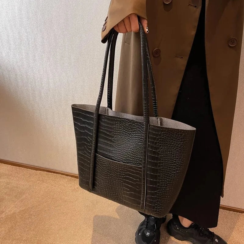 Crocodile-Leder Schultertasche