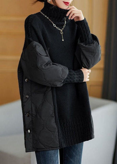 Patchwork Pullover mit Stehkragen für den Herbst