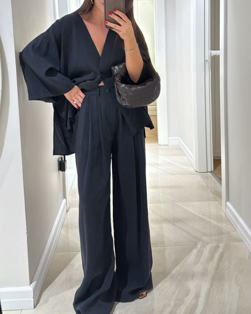 Lässiges Set aus Bluse und Hose