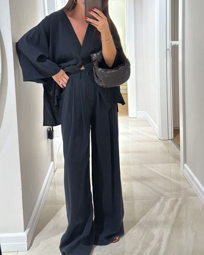 Lässiges Set aus Bluse und Hose