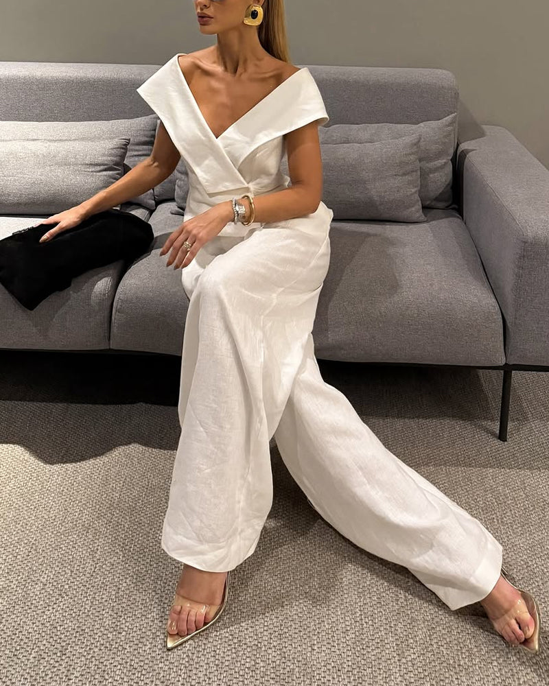 Set mit Bluse und weit geschnittenen Hosen