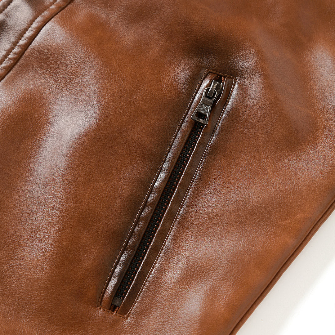 Gestickte PU-Lederjacke