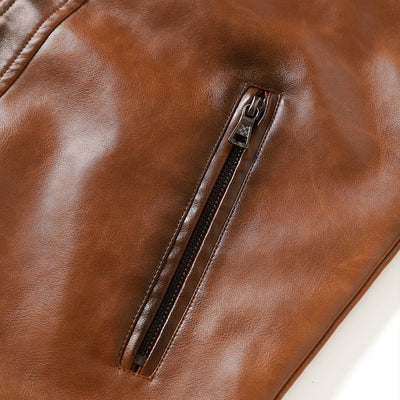 Gestickte PU-Lederjacke