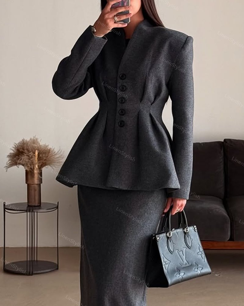 Anpassungsfähiges Set aus Jacke und Rock