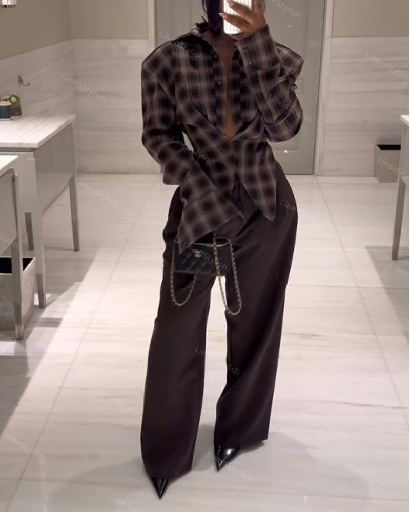 Elegante braune Karojacke