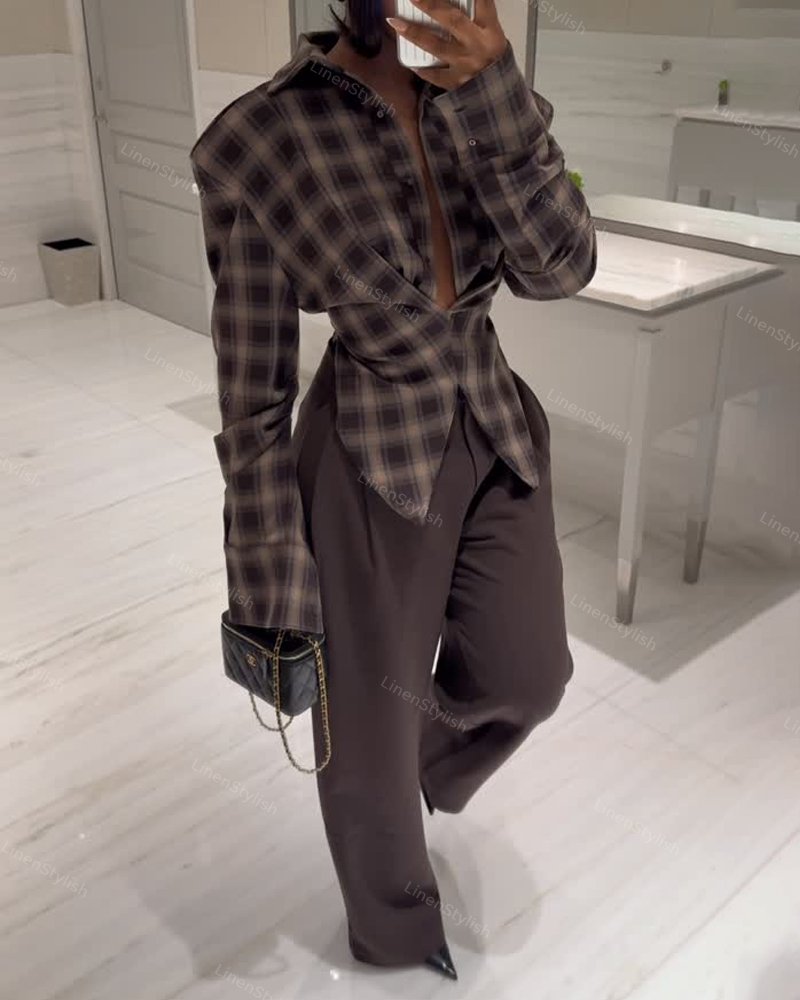 Elegante braune Karojacke